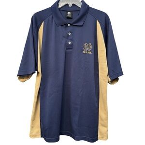 Starter Notre Dame Fighting Irish Polo Shirt Navy Gold Men’s Large